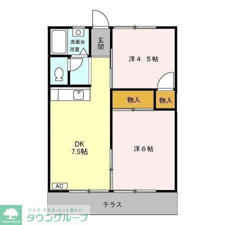 花嶋ハイツA(2DK/1階)の間取り写真