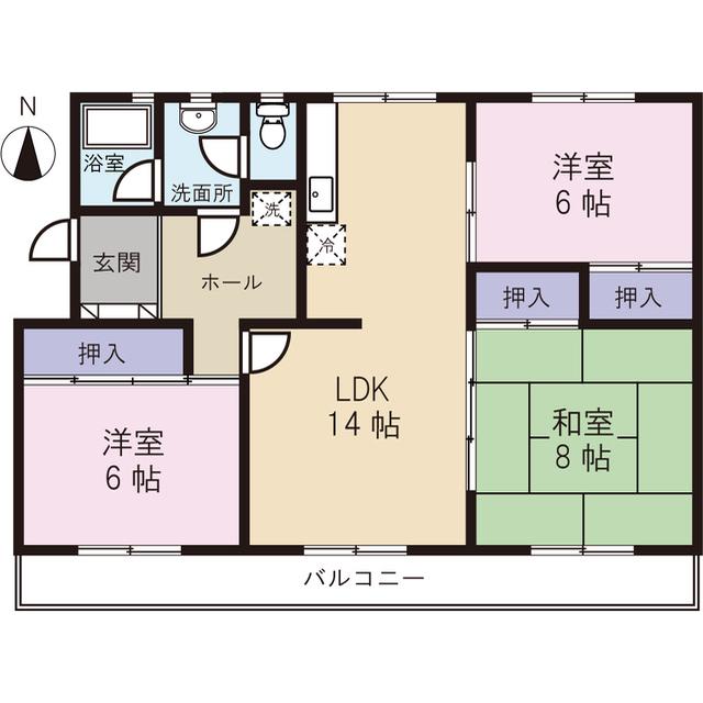 KSマンション(3LDK/5階)の間取り写真