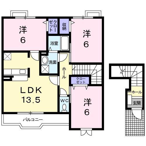 カレントII(3LDK/2階)の間取り写真