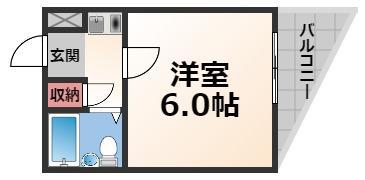アールエス菱屋西(1K/1階)の間取り写真