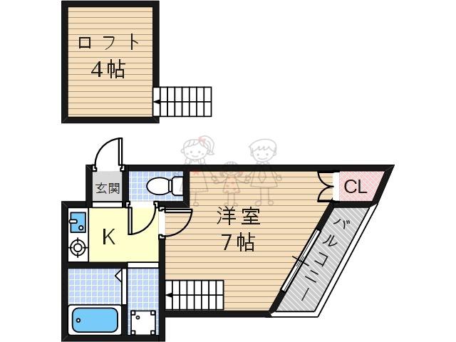 プライムコート 天王寺大道(1K/5階)の間取り写真