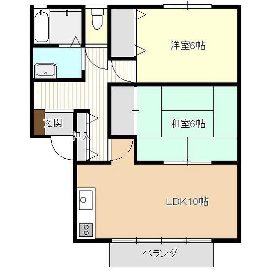 ハイカムール山善(2LDK/1階)の間取り写真