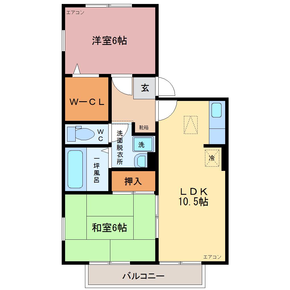 ファミーユ天正寺(2LDK/2階)の間取り写真