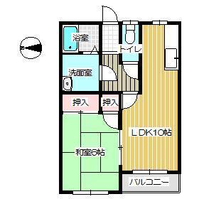 フジモトハイツ(1LDK/2階)の間取り写真