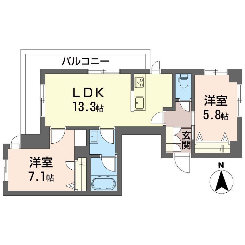 グランディール練馬(2LDK/3階)の間取り写真