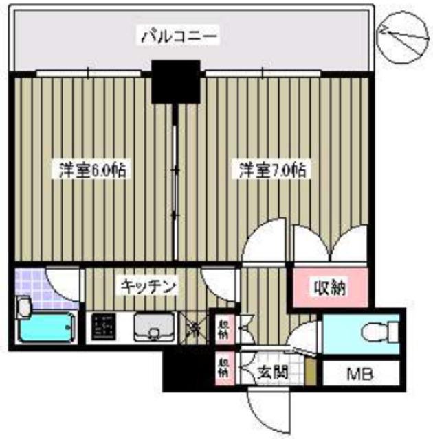 ラネージュ小石川(2K/2階)の間取り写真