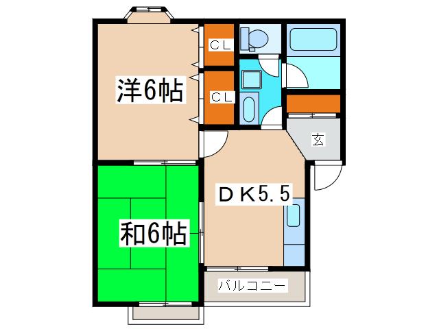 ドミール井野(2DK/2階)の間取り写真