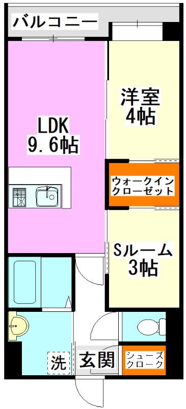 グランアッシュ新飯塚(1SLDK/6階)の間取り写真