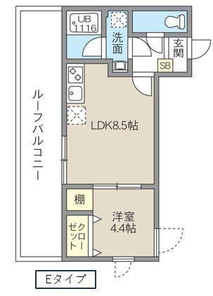レピュア池袋本町レジデンス(1LDK/5階)の間取り写真