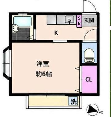 スカイハイツ東浦和(1K/1階)の間取り写真