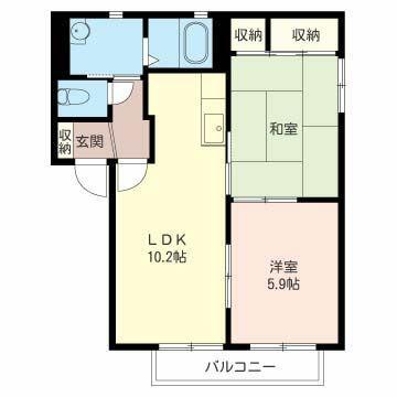 ビバリーヒルズ D棟(2LDK/1階)の間取り写真