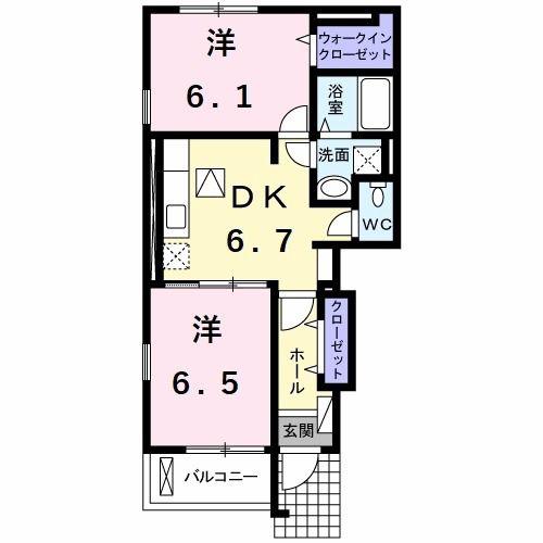 アンジェロ クストーデ B(2DK/1階)の間取り写真
