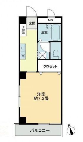 フォブールKS(1K/2階)の間取り写真
