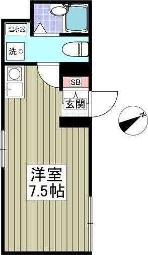 COCOFLAT TABATA I(ワンルーム/2階)の間取り写真