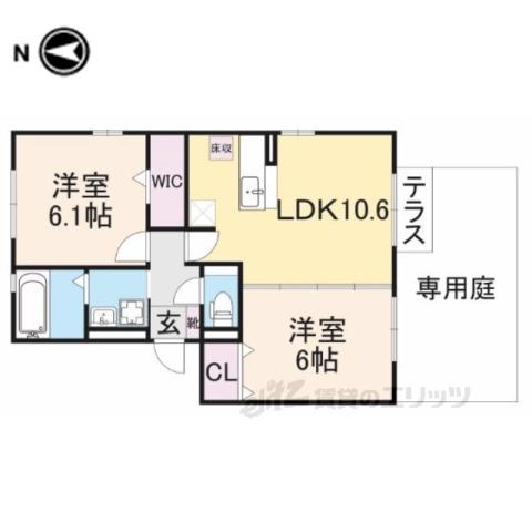 ソルピーノ B棟(2LDK/3階)の間取り写真