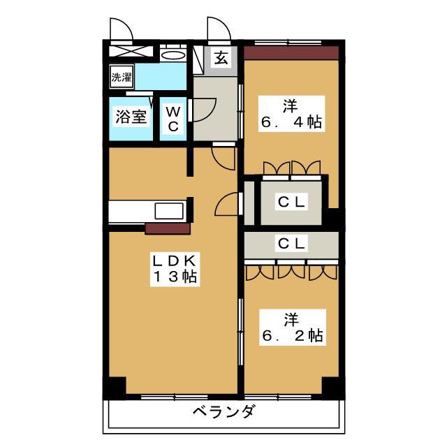 サンクワンテ・フレーブ(2LDK/1階)の間取り写真