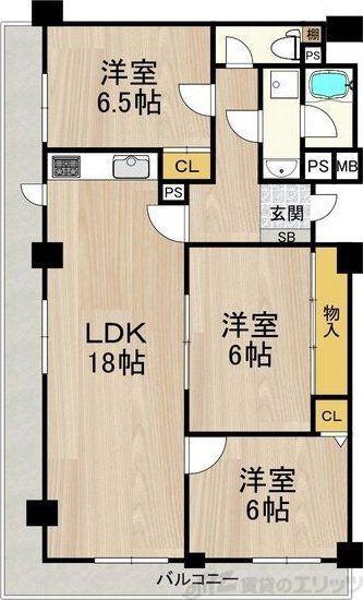 インプルーブ天六(3LDK/8階)の間取り写真