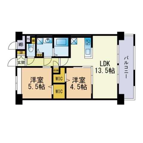 レガリア新宮(2LDK/1階)の間取り写真
