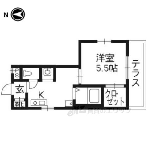 ジョイハウスB棟(1K/1階)の間取り写真