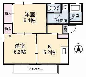 グラン・ルーレ(2K/1階)の間取り写真