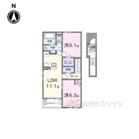 モデルヌ アンジュ(2LDK/2階)の間取り写真