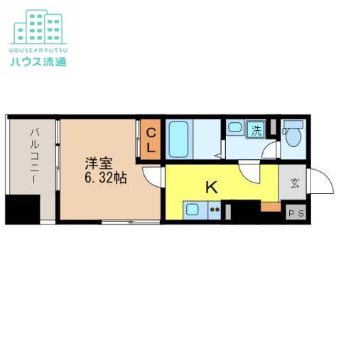 レジデンス古町(1K/10階)の間取り写真