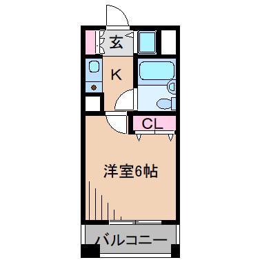 ダイアパレスグランデージ大倉山弐番館(1K/2階)の間取り写真