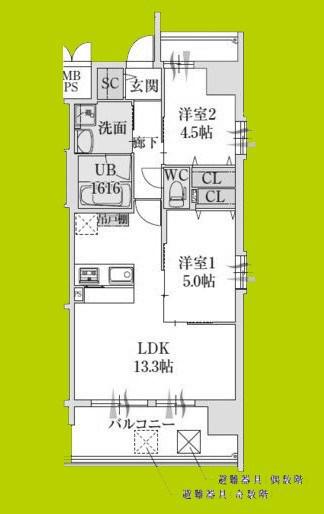 スプランディッド大阪ベイサイドDUE(2LDK/14階)の間取り写真