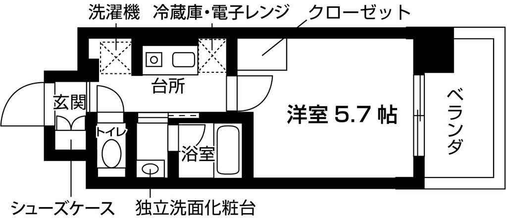 RESIDENCE石城町(ワンルーム/9階)の間取り写真