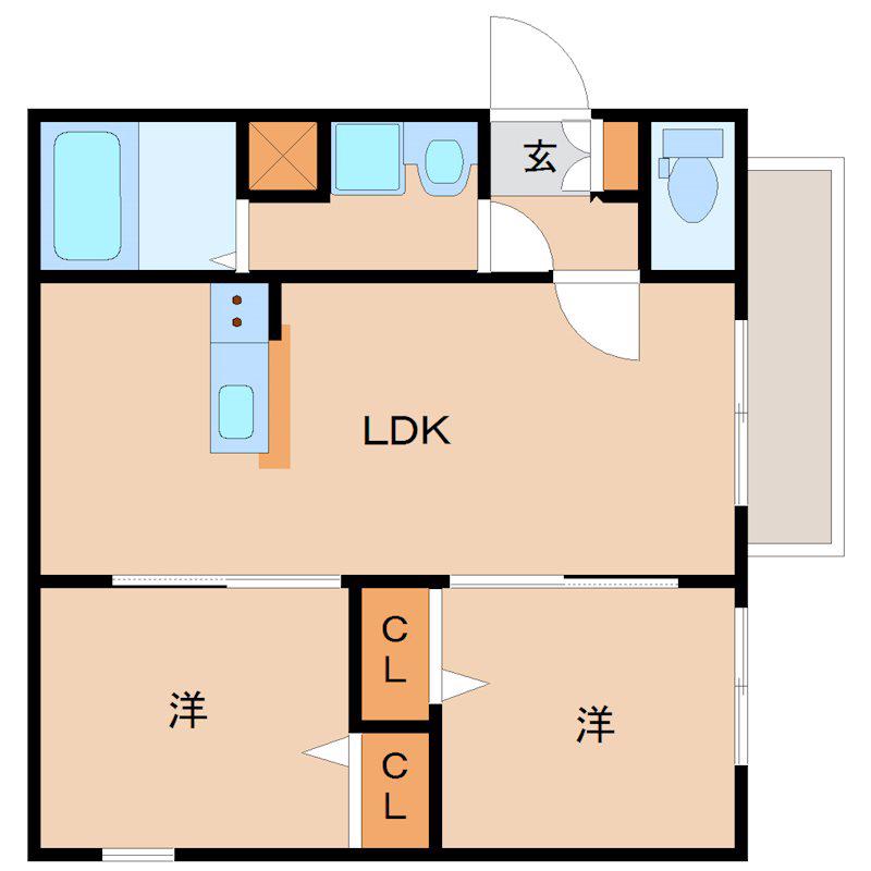 AVANTIO KUISE2(2LDK/2階)の間取り写真