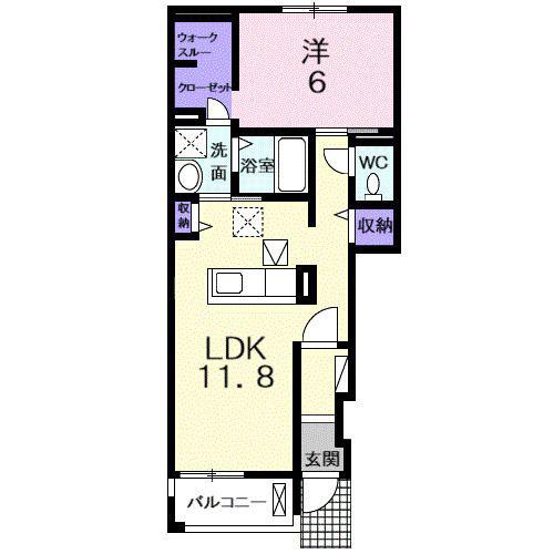 メルヴェイユB(1LDK/1階)の間取り写真