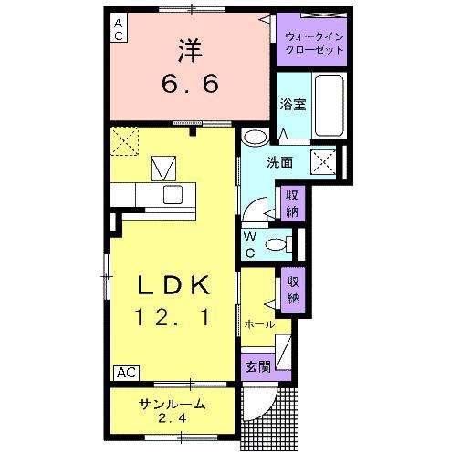 ノースマウンテンIII(1LDK/1階)の間取り写真