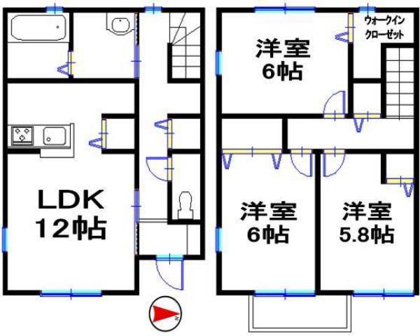アルターナ英賀保(3LDK/1階)の間取り写真