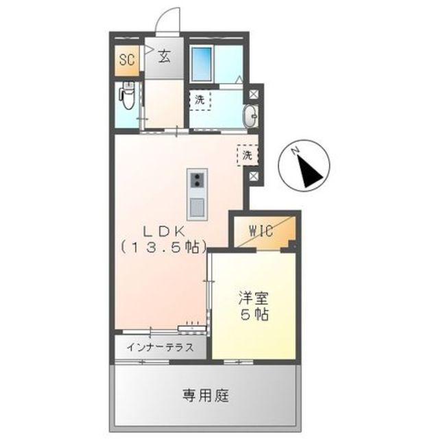 LIONA E(1LDK/1階)の間取り写真