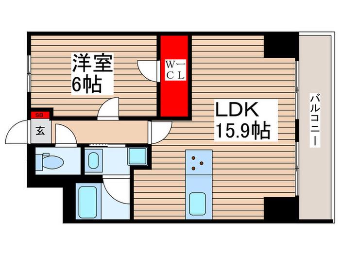 APOLLO(1LDK/12階)の間取り写真