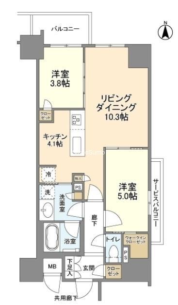 ファインレジデンス大阪本町(2LDK/12階)の間取り写真