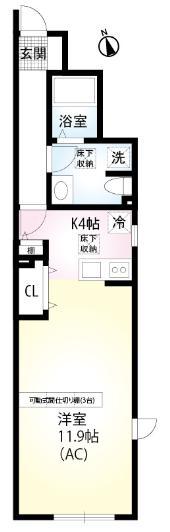 VILLA NISHIEIFUKU(1K/1階)の間取り写真