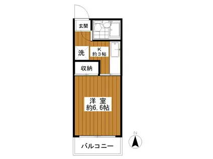 第1シャルム西馬込(1K/1階)の間取り写真