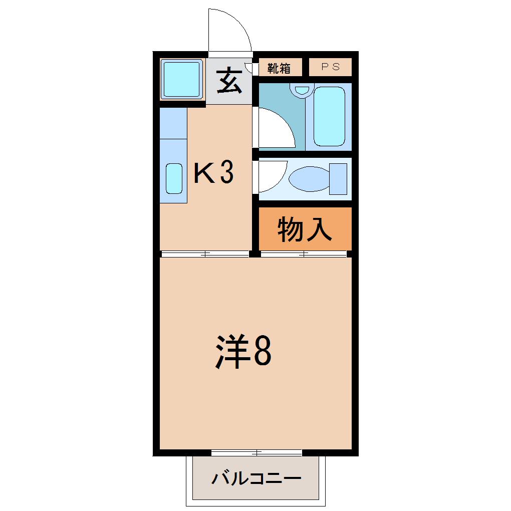 ヴィラネルI(1K/1階)の間取り写真