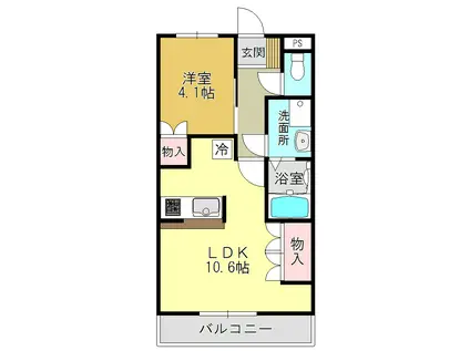 グランドソレイユ(1LDK/1階)の間取り写真