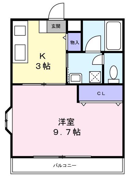 シャテロ蘇我(1K/2階)の間取り写真