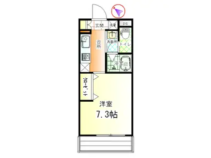 SORA(1K/2階)の間取り写真