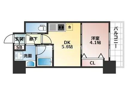 スプランディッド安土町(1DK/2階)の間取り写真