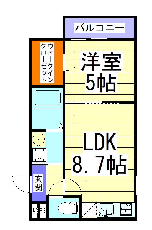 フジパレス阪急吹田駅南I番館(1LDK/2階)の間取り写真