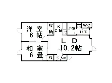 ウエストヒル愛国(2LDK/2階)の間取り写真