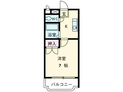 ピセスベルデ茂福(1K/1階)の間取り写真