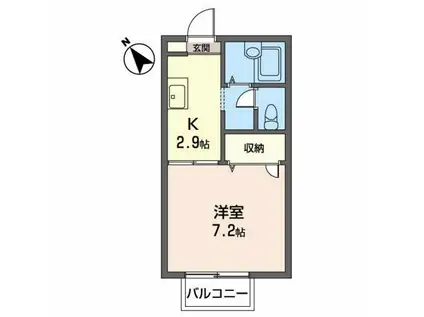 ドエル・エスII(1K/2階)の間取り写真