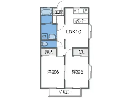 エステートクリタA棟(2LDK/2階)の間取り写真