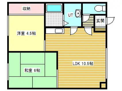 飛田ハイツA棟(2LDK/2階)の間取り写真
