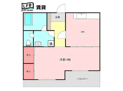 エルコ若松町マンション(1DK/4階)の間取り写真